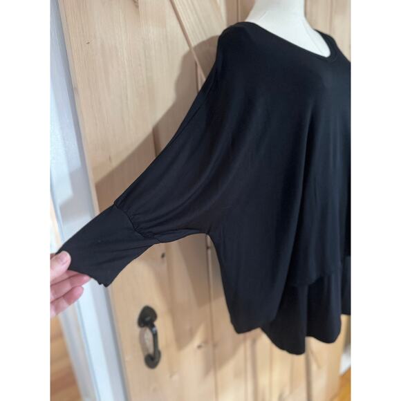 Soft Surroundings | Black Knit V Neck Overlay Top | Size Large - Picture 6 of 13